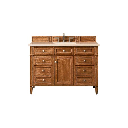 James Martin Vanities Brittany 48in Single Vanity, Saddle Brown w/ 3 CM Eternal Marfil Quartz Top 650-V48-SBR-3EMR